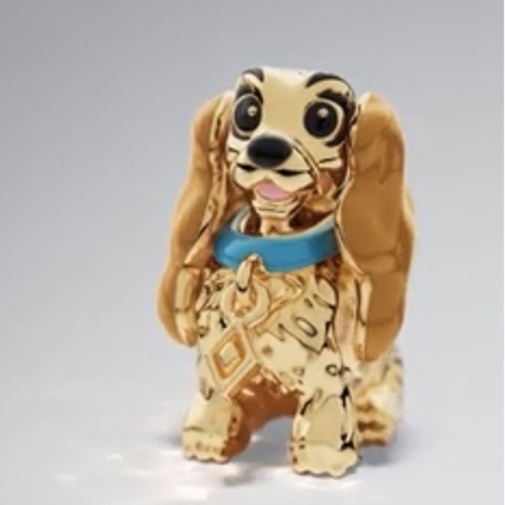 2026 Disney Parks Lady & The Tramp Dog Pandora Charm 14K Gold Plated Ears Move